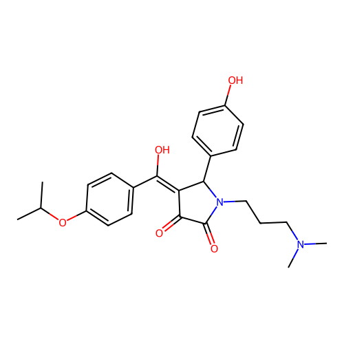1-[3-(dimethylamino)propyl]-3-hydroxy-5-(4-hydroxyphenyl)-4-[4-(propan-2-yloxy)benzoyl]-2,5-dihydro-1H-pyrrol-2-one structure