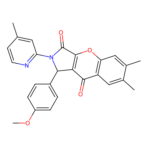 1-(4-methoxyphenyl)-6,7-dimethyl-2-(4-methylpyridin-2-yl)-1,2-dihydrochromeno[2,3-c]pyrrole-3,9-dione structure