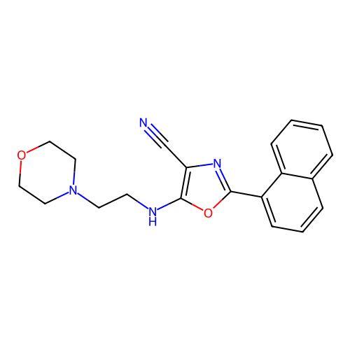 5-{[2-(morpholin-4-yl)ethyl]amino}-2-(naphthalen-1-yl)-1,3-oxazole-4-carbonitrile structure