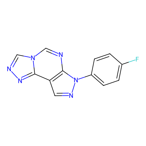 7-(4-fluorophenyl)-7H-pyrazolo[4,3-e][1,2,4]triazolo[4,3-c]pyrimidine structure