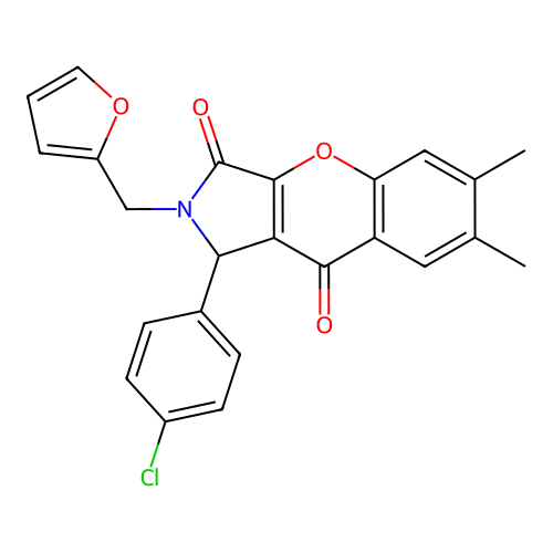 1-(4-chlorophenyl)-2-(furan-2-ylmethyl)-6,7-dimethyl-1,2-dihydrochromeno[2,3-c]pyrrole-3,9-dione structure