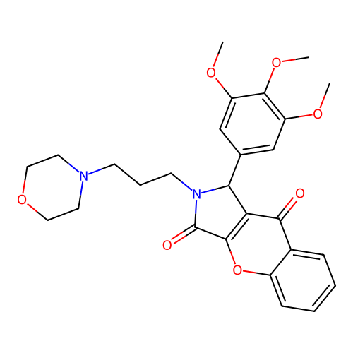 2-(3-morpholin-4-ylpropyl)-1-(3,4,5-trimethoxyphenyl)-1,2-dihydrochromeno[2,3-c]pyrrole-3,9-dione structure