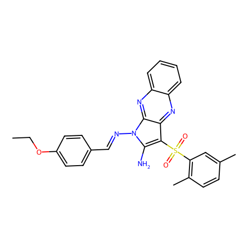 (E)-3-((2,5-dimethylphenyl)sulfonyl)-N1-(4-ethoxybenzylidene)-1H-pyrrolo[2,3-b]quinoxaline-1,2-diamine structure