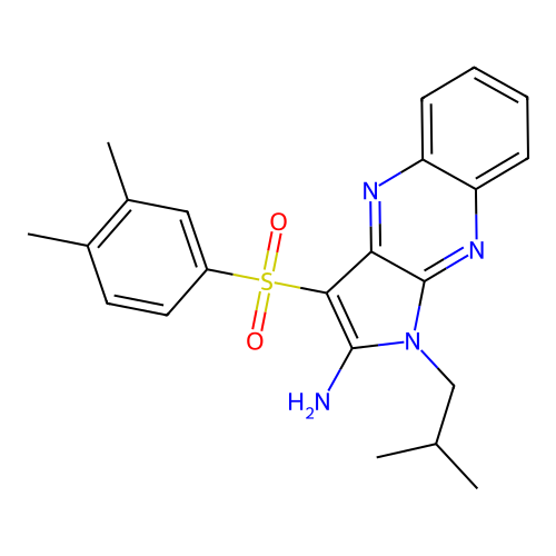 3-((3,4-dimethylphenyl)sulfonyl)-1-isobutyl-1H-pyrrolo[2,3-b]quinoxalin-2-amine structure