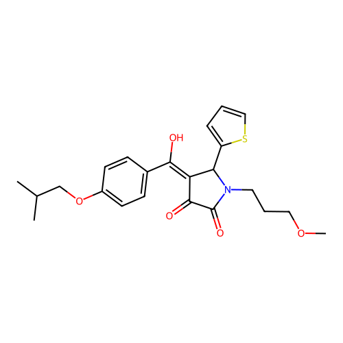 3-hydroxy-1-(3-methoxypropyl)-4-[4-(2-methylpropoxy)benzoyl]-5-(thiophen-2-yl)-2,5-dihydro-1H-pyrrol-2-one structure