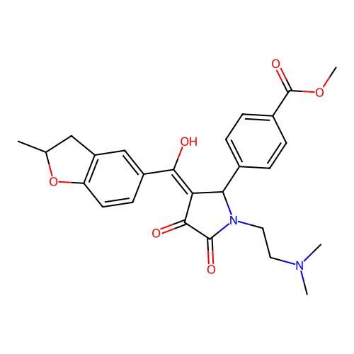 methyl 4-[1-(2-dimethylaminoethyl)-3-[hydroxy-(2-methyl-2,3-dihydro-1-benzofuran-5-yl)methylidene]-4,5-dioxopyrrolidin-2-yl]benzoate structure