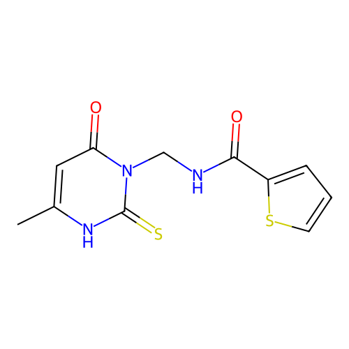 N-[(4-methyl-6-oxo-2-sulfanylpyrimidin-1(6H)-yl)methyl]thiophene-2-carboxamide structure