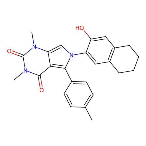 6-(3-hydroxy-5,6,7,8-tetrahydronaphthalen-2-yl)-1,3-dimethyl-5-(4-methylphenyl)-1H-pyrrolo[3,4-d]pyrimidine-2,4(3H,6H)-dione structure