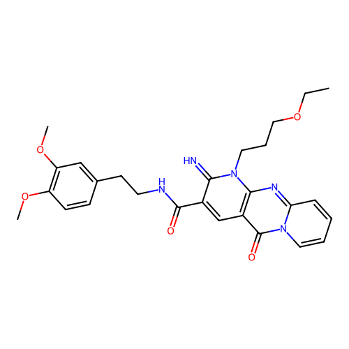 N-[2-(3,4-dimethoxyphenyl)ethyl]-1-(3-ethoxypropyl)-2-imino-5-oxo-1,5-dihydro-2H-dipyrido[1,2-a:2',3'-d]pyrimidine-3-carboxamide structure