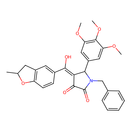 (4E)-1-benzyl-4-[hydroxy(2-methyl-2,3-dihydro-1-benzofuran-5-yl)methylidene]-5-(3,4,5-trimethoxyphenyl)pyrrolidine-2,3-dione structure