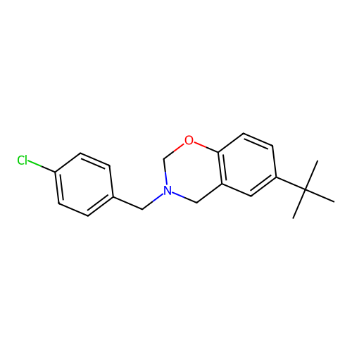 6-tert-butyl-3-(4-chlorobenzyl)-3,4-dihydro-2H-1,3-benzoxazine structure