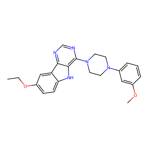 8-ethoxy-4-[4-(3-methoxyphenyl)piperazin-1-yl]-5H-pyrimido[5,4-b]indole structure