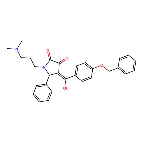 1-[3-(dimethylamino)propyl]-4-[hydroxy-(4-phenylmethoxyphenyl)methylidene]-5-phenylpyrrolidine-2,3-dione structure