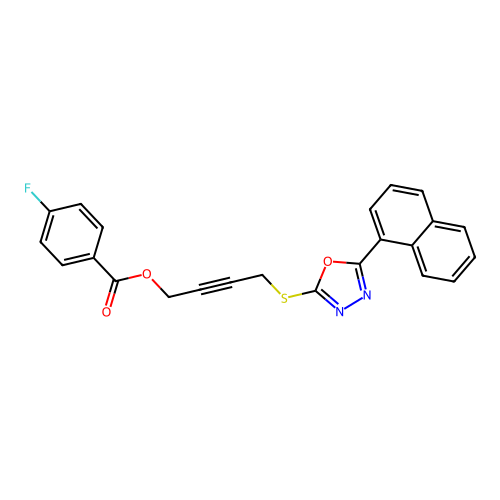 4-[(5-Naphthalen-1-yl-1,3,4-oxadiazol-2-yl)sulfanyl]but-2-ynyl 4-fluorobenzoate structure