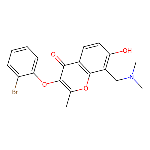 3-(2-bromophenoxy)-8-((dimethylamino)methyl)-7-hydroxy-2-methyl-4H-chromen-4-one structure
