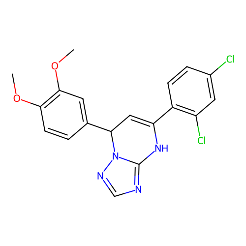 5-(2,4-dichlorophenyl)-7-(3,4-dimethoxyphenyl)-1,7-dihydro-[1,2,4]triazolo[1,5-a]pyrimidine structure