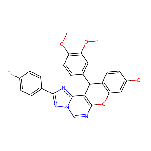 12-(3,4-dimethoxyphenyl)-2-(4-fluorophenyl)-12H-chromeno[3,2-e][1,2,4]triazolo[1,5-c]pyrimidin-9-ol structure