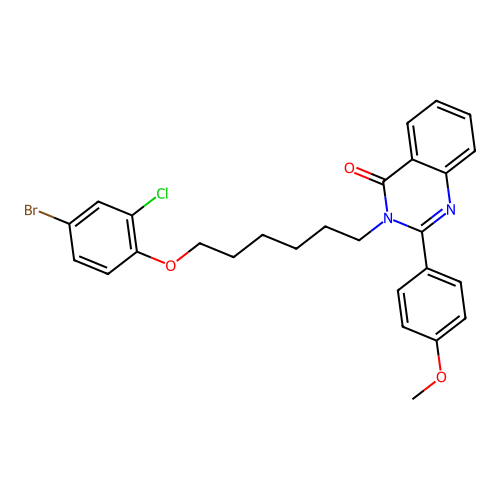 3-(6-(4-bromo-2-chlorophenoxy)hexyl)-2-(4-methoxyphenyl)quinazolin-4(3H)-one structure