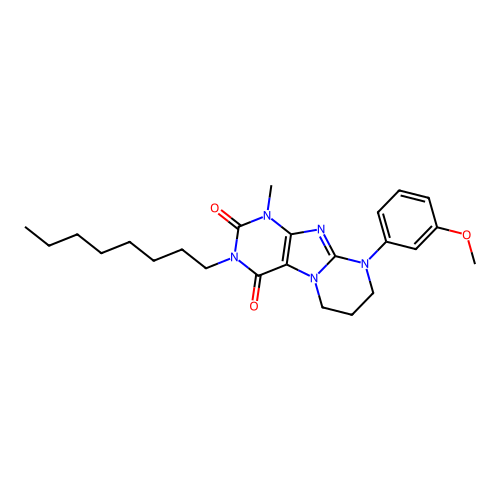 9-(3-methoxyphenyl)-1-methyl-3-octyl-6,7,8,9-tetrahydropyrimido[2,1-f]purine-2,4(1H,3H)-dione structure