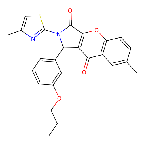 7-methyl-2-(4-methyl-1,3-thiazol-2-yl)-1-(3-propoxyphenyl)-1,2-dihydrochromeno[2,3-c]pyrrole-3,9-dione structure