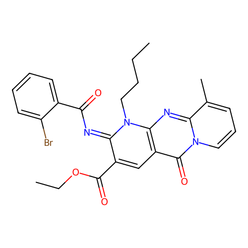 (Z)-ethyl 2-((2-bromobenzoyl)imino)-1-butyl-10-methyl-5-oxo-2,5-dihydro-1H-dipyrido[1,2-a:2',3'-d]pyrimidine-3-carboxylate structure