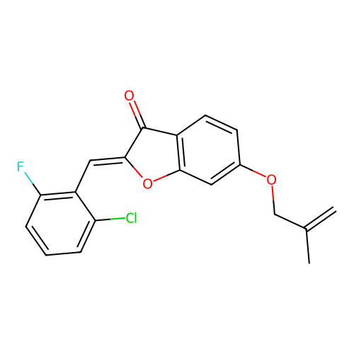 (2Z)-2-[(2-chloro-6-fluorophenyl)methylidene]-6-(2-methylprop-2-enoxy)-1-benzofuran-3-one structure