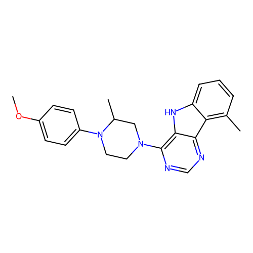 4-[4-(4-methoxyphenyl)-3-methylpiperazin-1-yl]-9-methyl-5H-pyrimido[5,4-b]indole structure