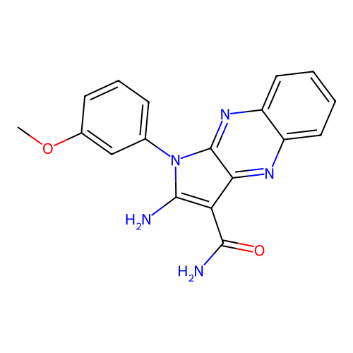2-amino-1-(3-methoxyphenyl)-1H-pyrrolo[2,3-b]quinoxaline-3-carboxamide structure
