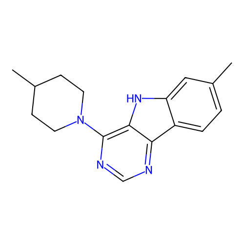 7-methyl-4-(4-methylpiperidin-1-yl)-5H-pyrimido[5,4-b]indole structure