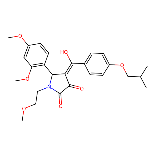 (4E)-5-(2,4-dimethoxyphenyl)-4-[hydroxy-[4-(2-methylpropoxy)phenyl]methylidene]-1-(2-methoxyethyl)pyrrolidine-2,3-dione structure