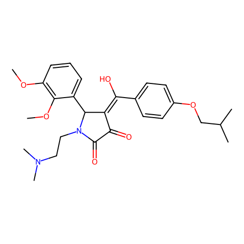 (4E)-5-(2,3-dimethoxyphenyl)-1-(2-dimethylaminoethyl)-4-[hydroxy-[4-(2-methylpropoxy)phenyl]methylidene]pyrrolidine-2,3-dione structure