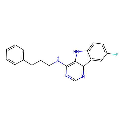 8-fluoro-N-(3-phenylpropyl)-5H-pyrimido[5,4-b]indol-4-amine structure