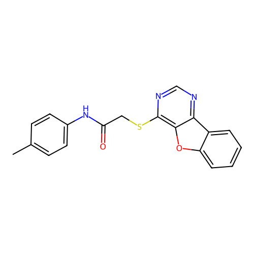 2-(benzofuro[3,2-d]pyrimidin-4-ylthio)-N-(p-tolyl)acetamide structure