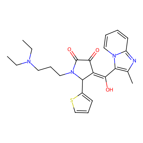 1-[3-(diethylamino)propyl]-3-hydroxy-4-{2-methylimidazo[1,2-a]pyridine-3-carbonyl}-5-(thiophen-2-yl)-2,5-dihydro-1H-pyrrol-2-one structure