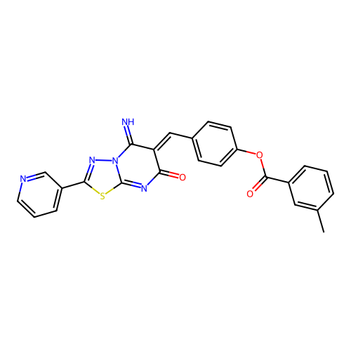(Z)-4-((5-imino-7-oxo-2-(pyridin-3-yl)-5H-[1,3,4]thiadiazolo[3,2-a]pyrimidin-6(7H)-ylidene)methyl)phenyl 3-methylbenzoate structure
