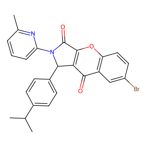 7-bromo-1-(4-isopropylphenyl)-2-(6-methyl-2-pyridyl)-1,2-dihydrochromeno[2,3-c]pyrrole-3,9-dione structure