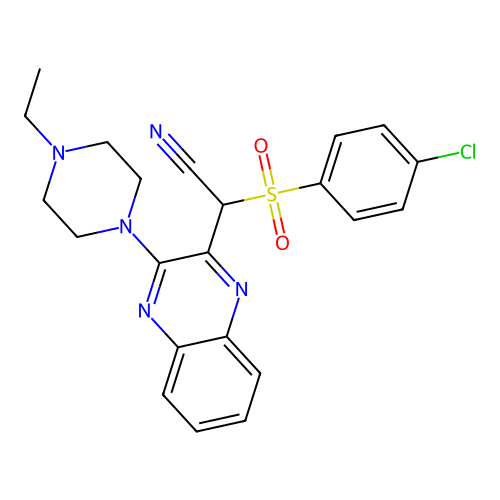 [(4-Chlorophenyl)sulfonyl][3-(4-ethylpiperazin-1-yl)quinoxalin-2-yl]acetonitrile structure