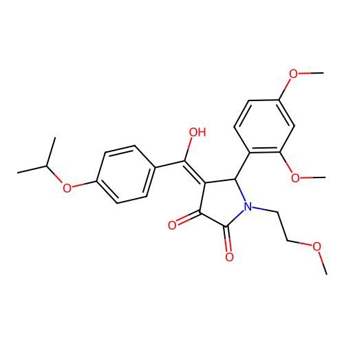 5-(2,4-dimethoxyphenyl)-3-hydroxy-1-(2-methoxyethyl)-4-[4-(propan-2-yloxy)benzoyl]-2,5-dihydro-1H-pyrrol-2-one structure