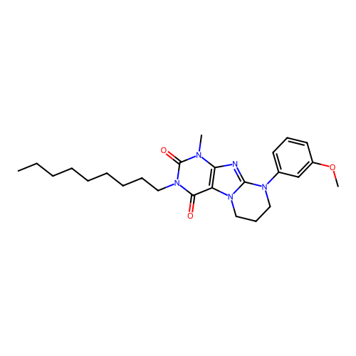 9-(3-methoxyphenyl)-1-methyl-3-nonyl-6,7,8,9-tetrahydropyrimido[2,1-f]purine-2,4(1H,3H)-dione structure