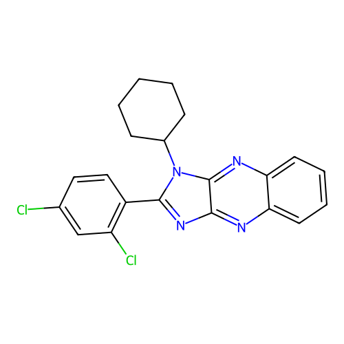 1-cyclohexyl-2-(2,4-dichlorophenyl)-1H-imidazo[4,5-b]quinoxaline structure