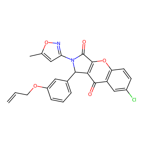 1-(3-(allyloxy)phenyl)-7-chloro-2-(5-methylisoxazol-3-yl)-1,2-dihydrochromeno[2,3-c]pyrrole-3,9-dione structure