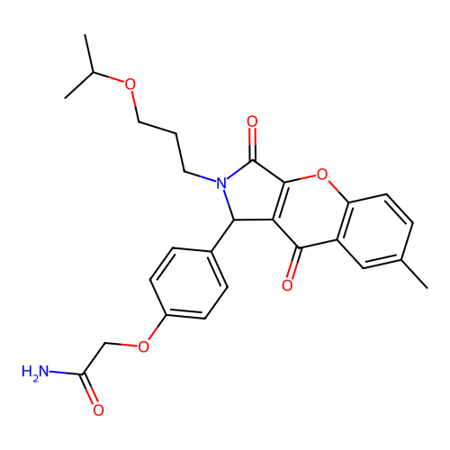 2-(4-(2-(3-isopropoxypropyl)-7-methyl-3,9-dioxo-1,2,3,9-tetrahydrochromeno[2,3-c]pyrrol-1-yl)phenoxy)acetamide structure