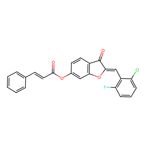 (Z)-2-(2-chloro-6-fluorobenzylidene)-3-oxo-2,3-dihydrobenzofuran-6-yl cinnamate structure