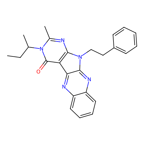 3-(butan-2-yl)-2-methyl-11-(2-phenylethyl)-3,11-dihydro-4H-pyrimido[5',4':4,5]pyrrolo[2,3-b]quinoxalin-4-one structure