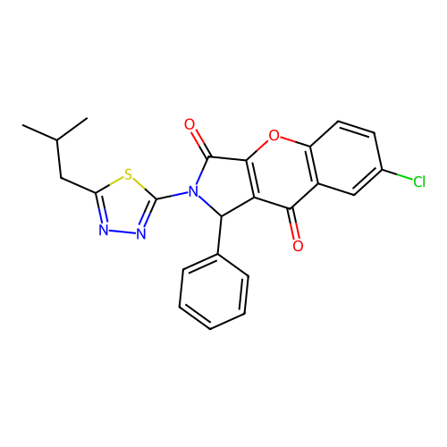 7-chloro-2-(5-isobutyl-1,3,4-thiadiazol-2-yl)-1-phenyl-1,2-dihydrochromeno[2,3-c]pyrrole-3,9-dione structure