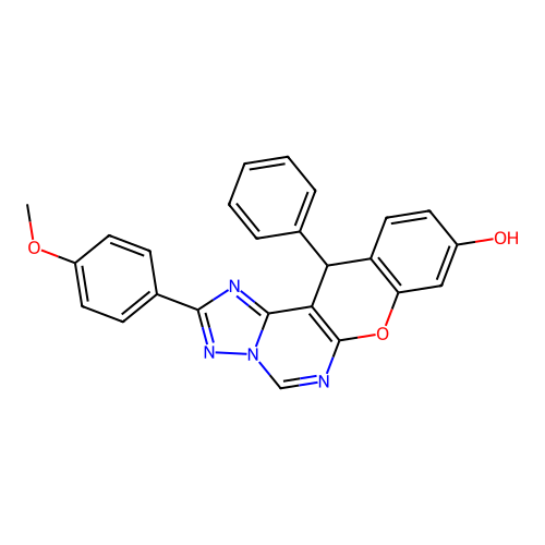 2-(4-methoxyphenyl)-12-phenyl-12H-chromeno[3,2-e][1,2,4]triazolo[1,5-c]pyrimidin-9-ol structure
