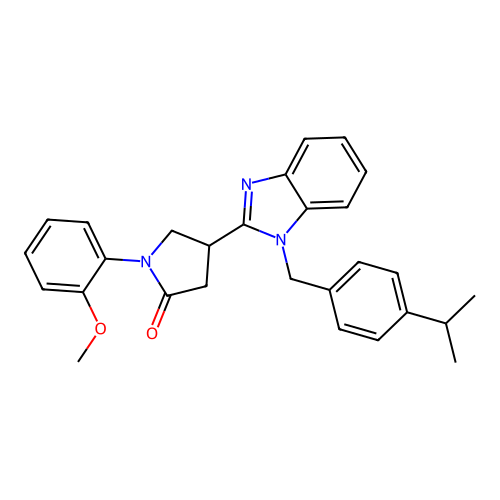 4-(1-(4-isopropylbenzyl)-1H-benzo[d]imidazol-2-yl)-1-(2-methoxyphenyl)pyrrolidin-2-one structure