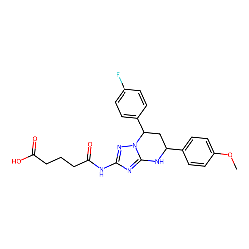 5-((7-(4-fluorophenyl)-5-(4-methoxyphenyl)-4,5,6,7-tetrahydro-[1,2,4]triazolo[1,5-a]pyrimidin-2-yl)amino)-5-oxopentanoic acid structure