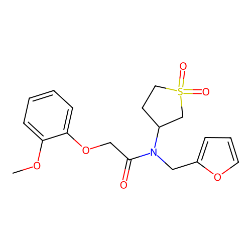 N-(1,1-dioxidotetrahydrothiophen-3-yl)-N-(furan-2-ylmethyl)-2-(2-methoxyphenoxy)acetamide structure