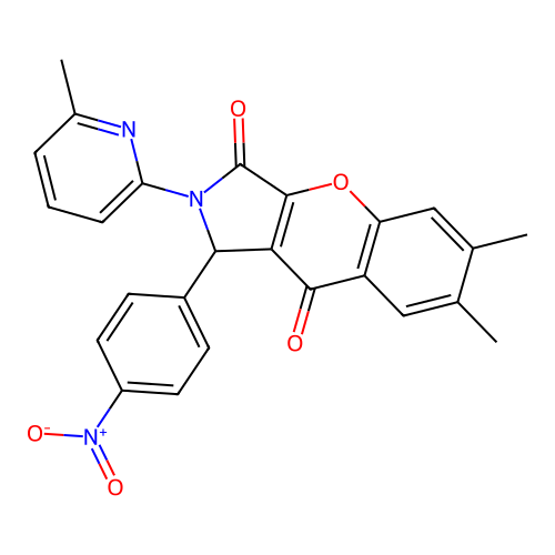 6,7-dimethyl-2-(6-methylpyridin-2-yl)-1-(4-nitrophenyl)-1,2-dihydrochromeno[2,3-c]pyrrole-3,9-dione structure